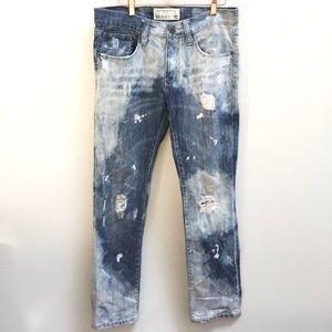 Ecko distressed acid wash blue white jeans slim fit 30x31 vintage style